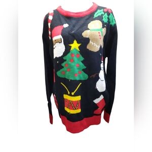 Festive Christmas Sweater with Santa and SnowmanM/L Ugly Unisex